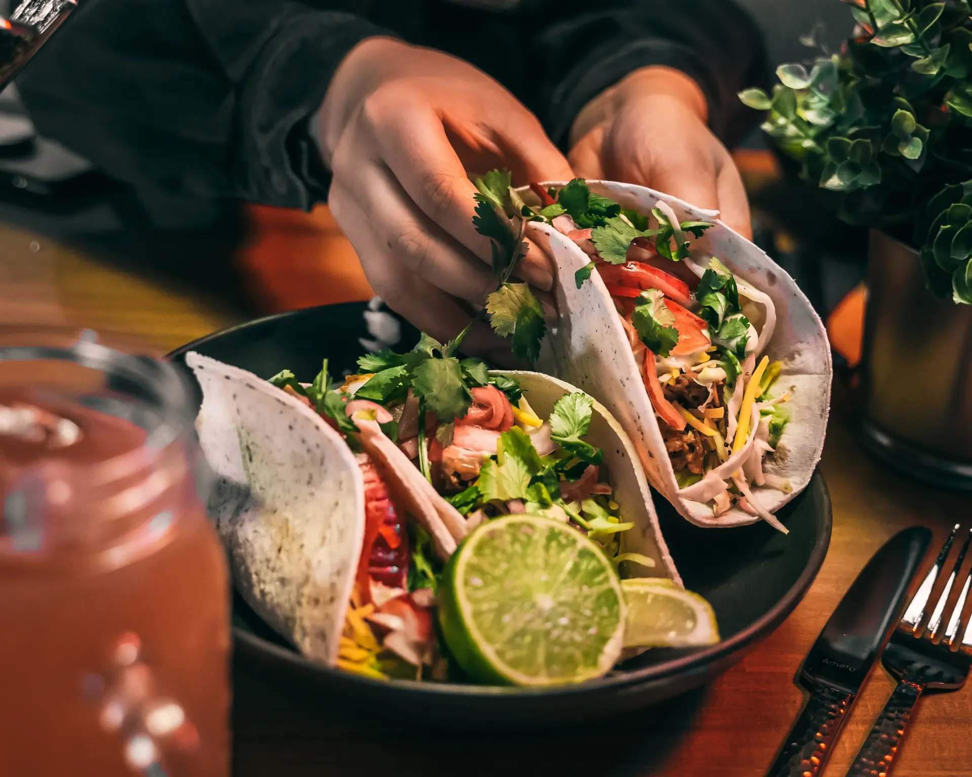 Tacos en un plato